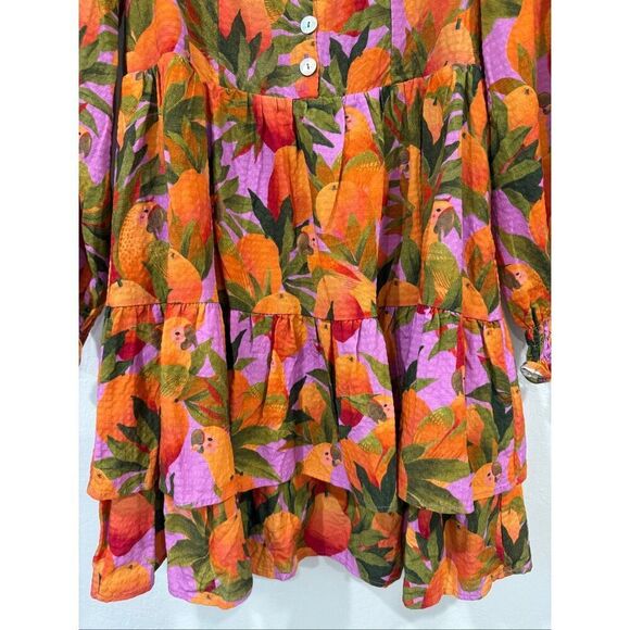 Farm Rio Mango Macaw Mini Dress M - Picture 6 of 9